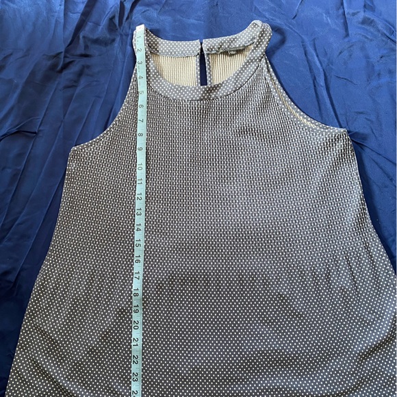 Adrianna Papell Micro Polka Dot Stretch Halter Tank Top Size L Gray White - Picture 9 of 9